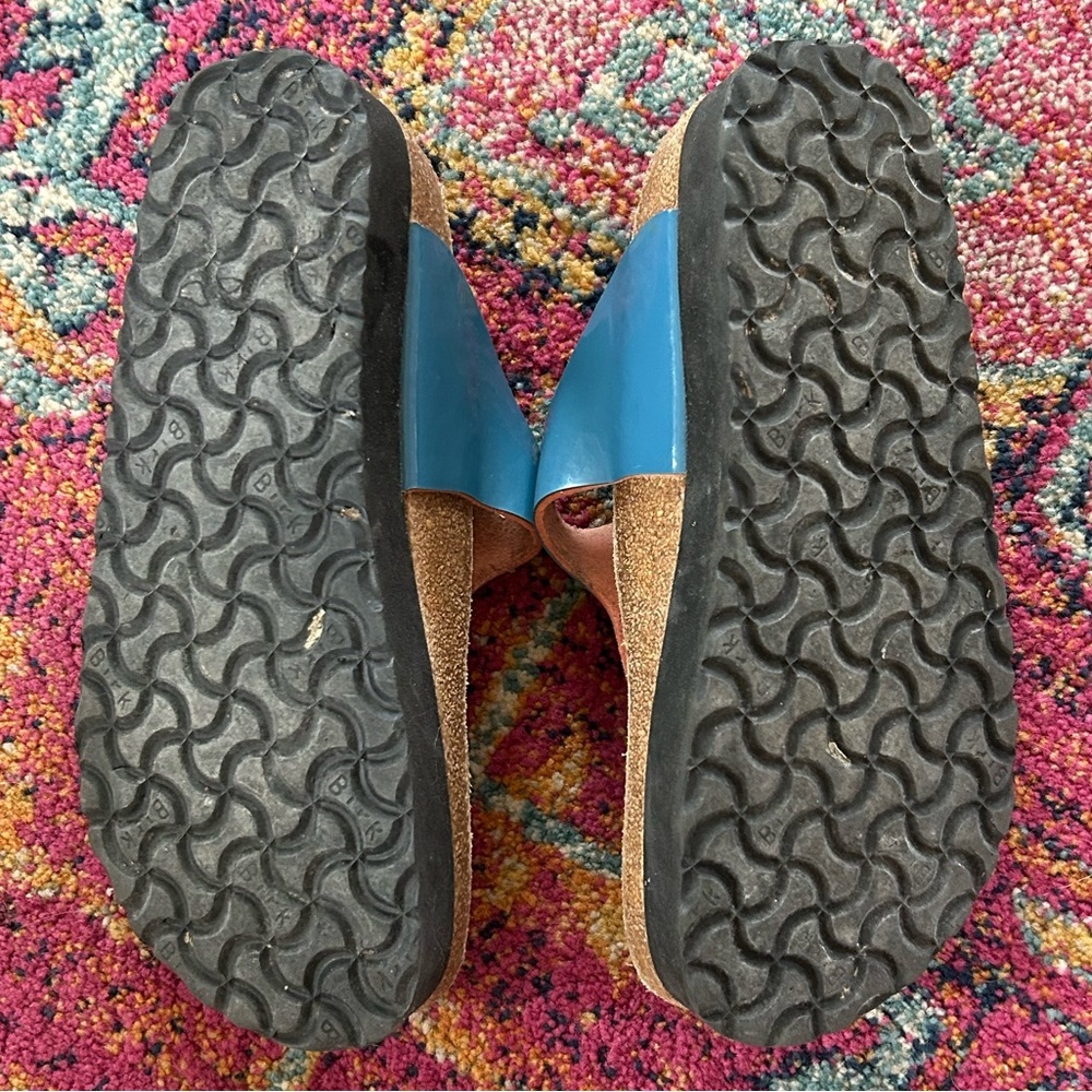 Birkenstock Papillio | Women's gentle blue Papillio Gizeh Platform Sandal, sz 8W - Picture 11 of 12